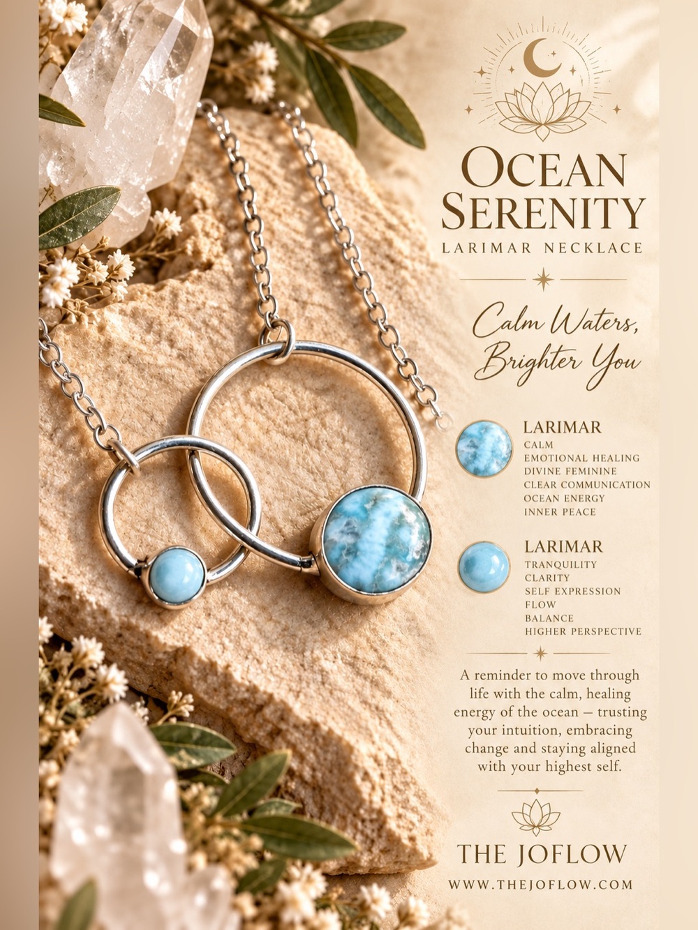 925 Ocean Serenity LARIMAR Orbit Pendant Necklace